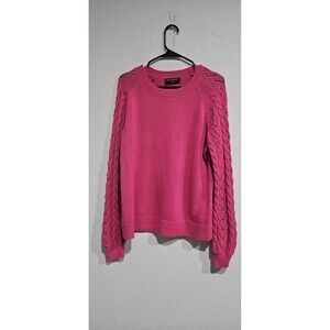 Lane Bryant Classic Long-Sleeve Pink Crew-Neck Pointelle Pullover Sz 14/16